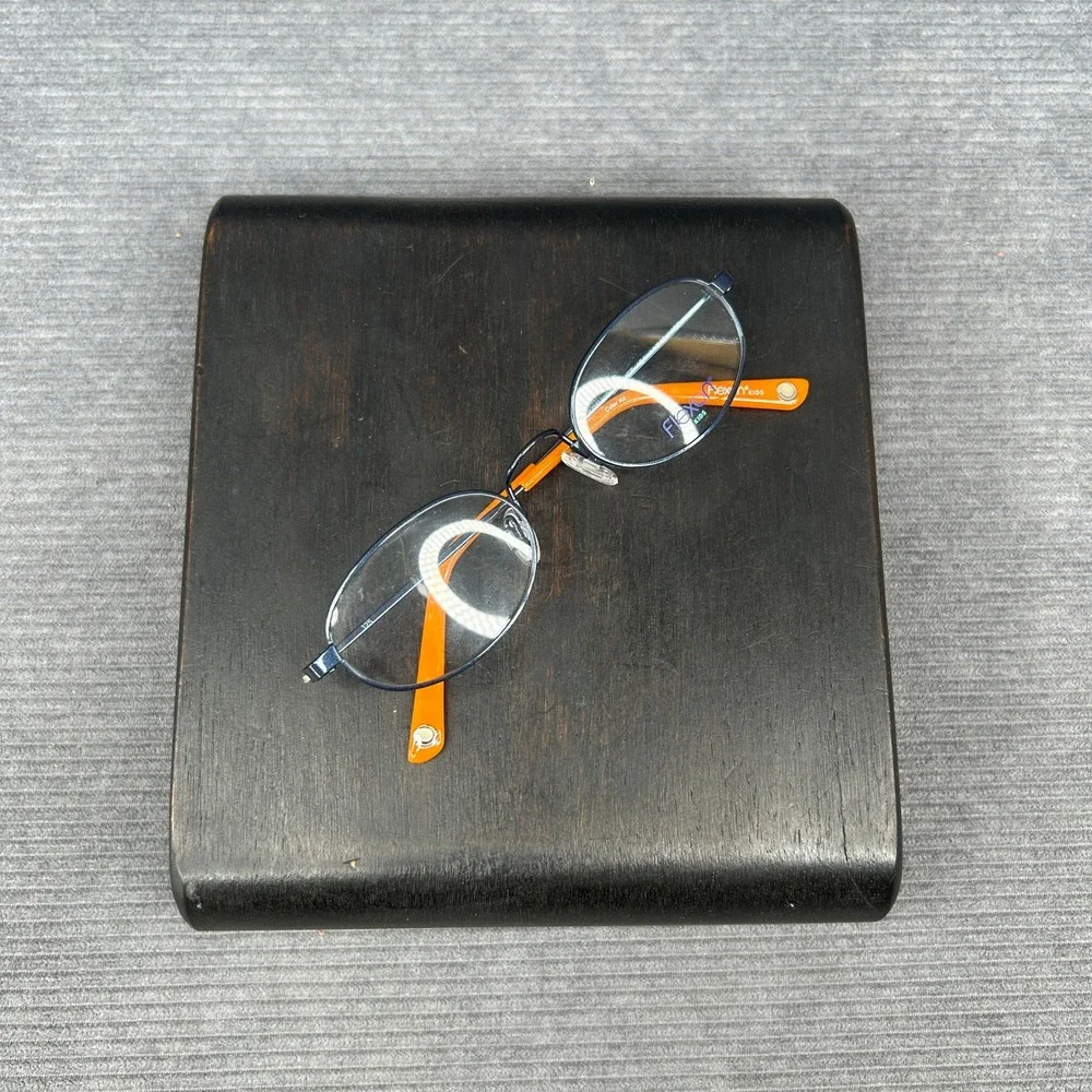 Flexon Kids Comet 424 Navy Blue Orange Y2k Eyeglass Frames 44-19-125 Oval Metal